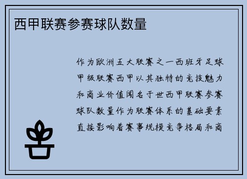 西甲联赛参赛球队数量